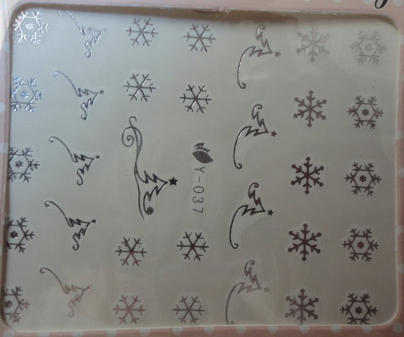 Autocollant Ongle Water Decal Flocons de Neige de Noël Argenté 37