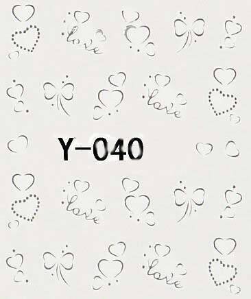30 Autocollants Ongle Water Decal Coeurs en Argent 40