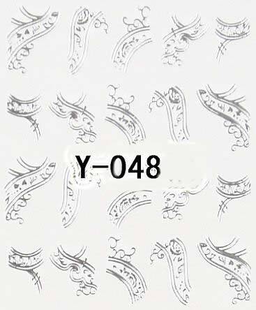 20 Autocollants Ongle Water Decal Motifs Argent 48
