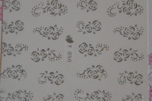 Autocollant Ongle Water Decal Motif Roses Argentées 50 - NailArtBoutique