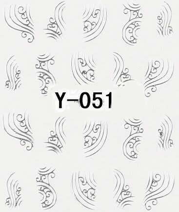 20 Autocollants Ongle Water Decal Symbole Vent Argenté 51