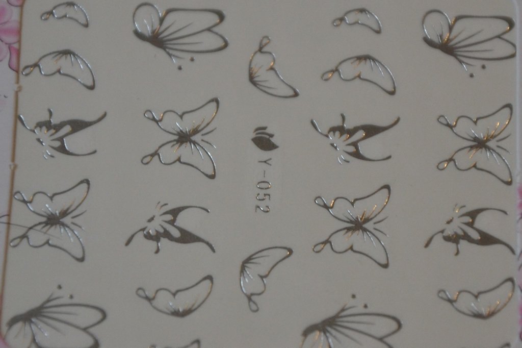 Autocollant Ongle Water Decal Motifs Papillons Argent 52