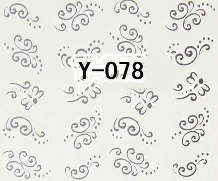 20 Autocollants Ongle Water Decal Motifs en Argent 78