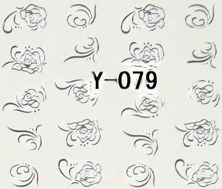 20 Autocollants Ongle Water Decal Dessin de Roses Argenté 79