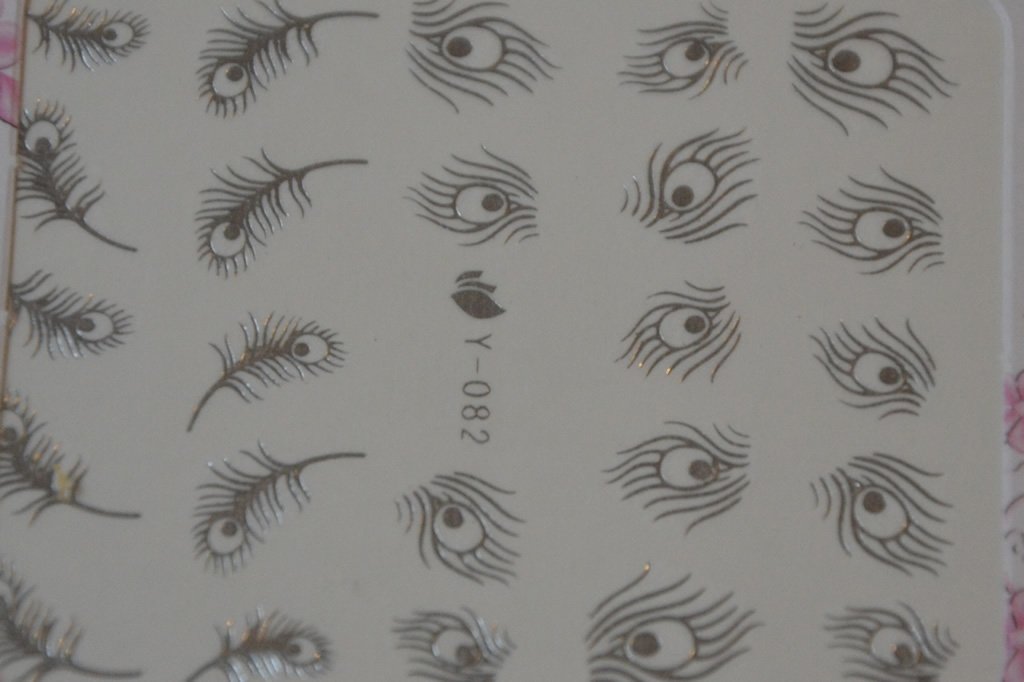 Autocollant Ongle Water Decal Plume de Paon Argentée 82