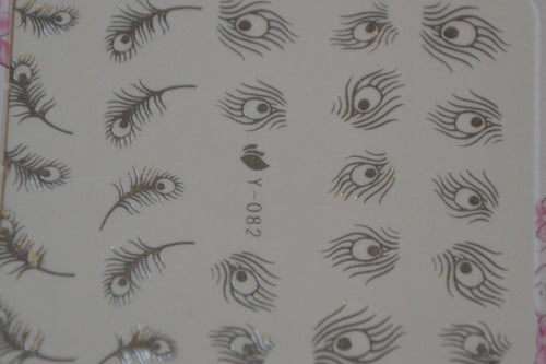 Autocollant Ongle Water Decal Plume de Paon Argentée 82 - NailArtBoutique