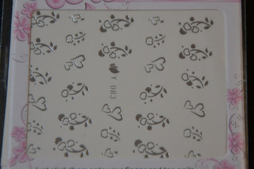 Autocollant Ongle Water Decal Pommes & Coeurs Argenté 83 - NailArtBoutique
