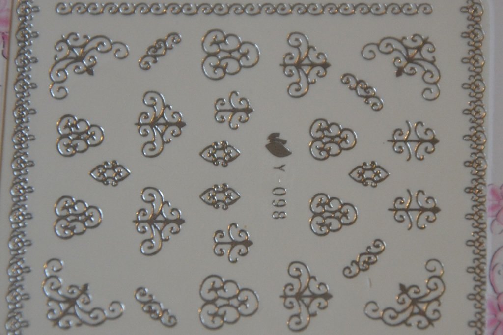 Autocollant Ongle Water Decal Petits Motifs Argentés 98