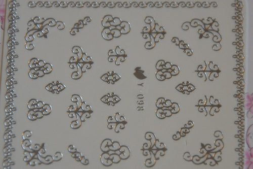 Autocollant Ongle Water Decal Petits Motifs Argentés 98 - NailArtBoutique