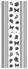 Autocollant Ongle Water Decal Papillon & Rose Noire DS 149 - NailArtBoutique