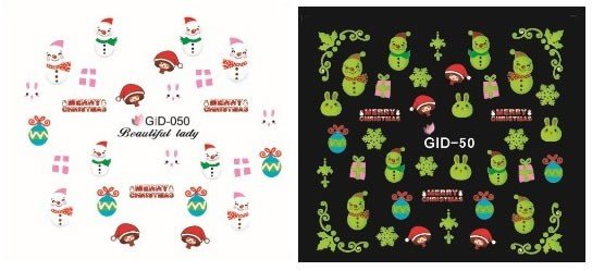 Autocollant Ongle Water Decal Bonhomme de Neige de Noël 50