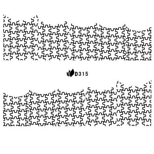 Autocollant Ongle Water Decal Motif Puzzle Noir 315
