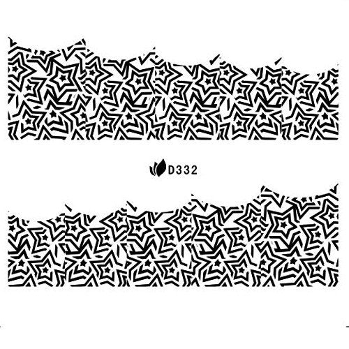 Autocollant Ongle Water Decal Etoiles Entrelacées Noir 332