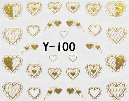 Autocollant Ongle Water Decal Variations de Coeurs  Or 100