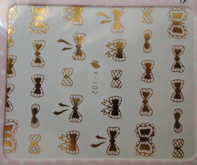 Autocollant Ongle Water Decal Joli Noeud Or 102