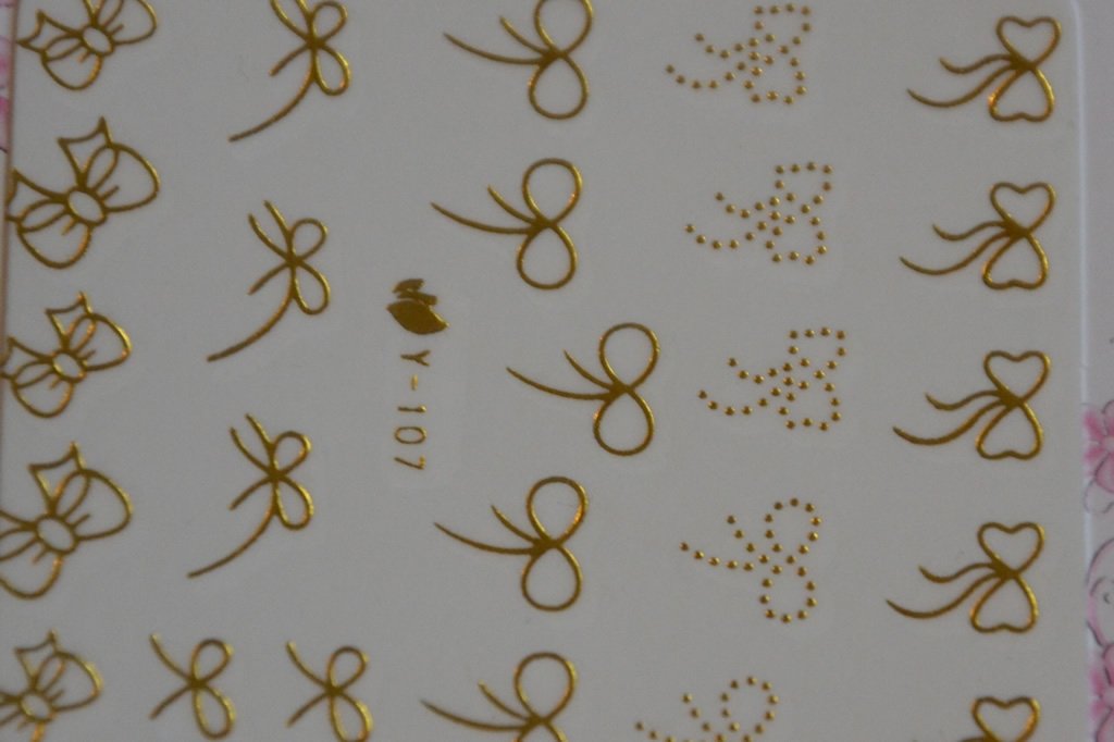 Autocollant Ongle Water Decal Noeud Simple Doré  107