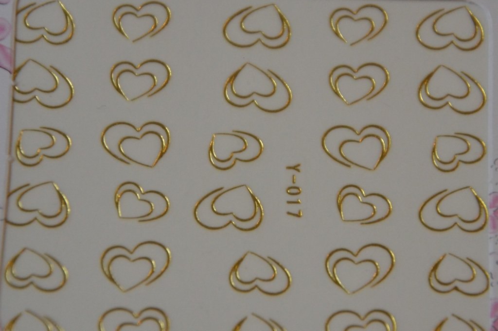 Autocollant Ongle Water Decal Coeur en Or 17