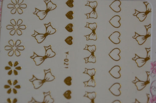 Autocollant Ongle Water Decal Coeurs et Noeuds en Or 21 - NailArtBoutique