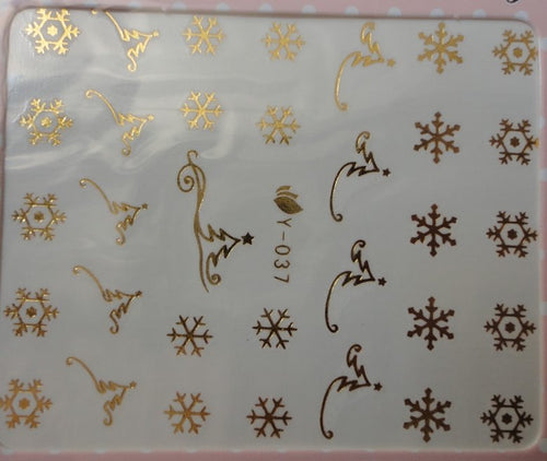 Autocollant Ongle Water Decal Flocons de Neige de Noël Doré  37 - NailArtBoutique