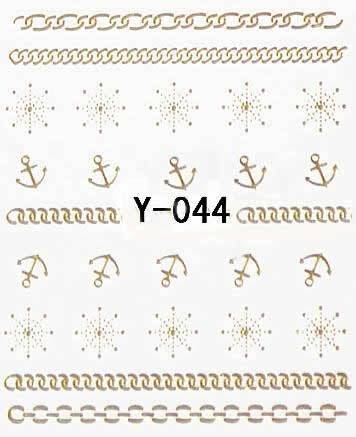 Autocollant Ongle Water Decal Ancre & Chaînes Or 44