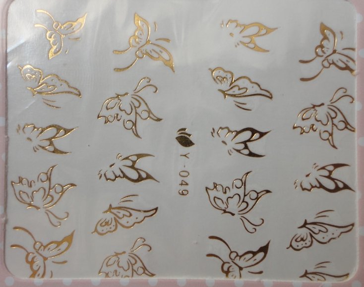 Autocollant Ongle Water Decal Papillons Dorés 49