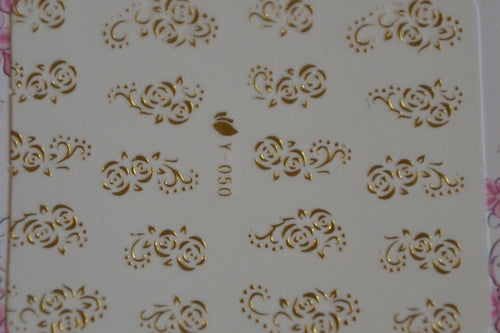 Autocollant Ongle Water Decal Fleurs en Or 50 - NailArtBoutique