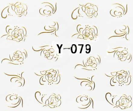 Autocollant Ongle Water Decal Rose Dorée 79
