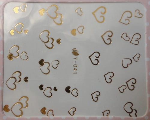 Autocollant Ongle Water Decal Petits Coeurs Dorés - NailArtBoutique