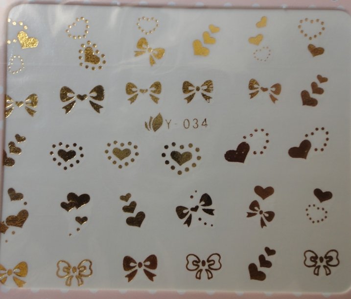 Autocollant Ongle Water Decal Amour & Joie en Or 34