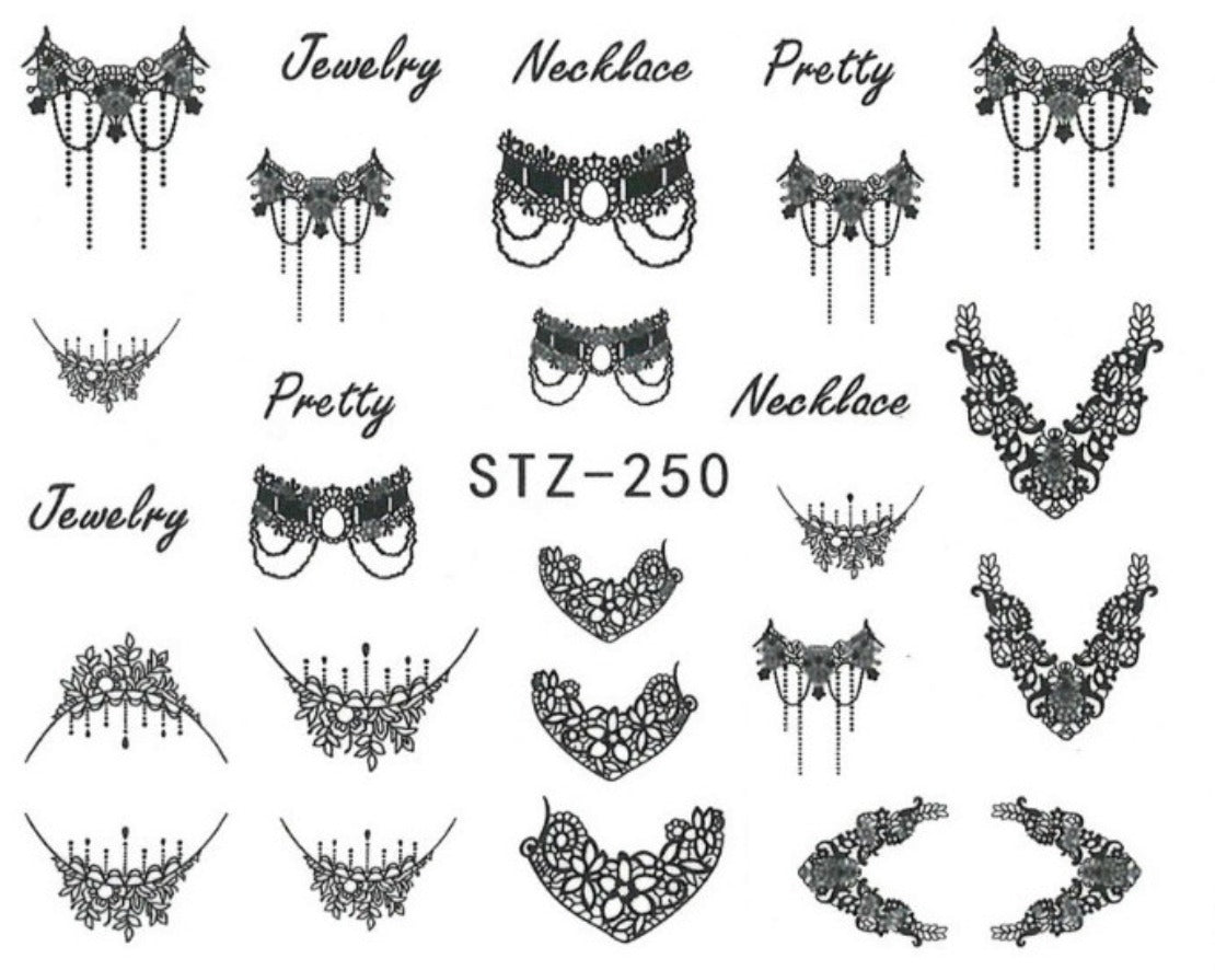Autocollant Ongle Water Decal Bijoux & Colliers STZ 250