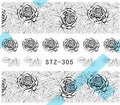 Autocollant Ongle Water Decal Rose Noire et Blanche STZ 305 - NailArtBoutique