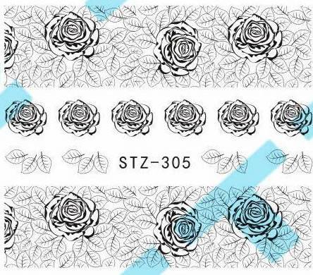 Autocollant Ongle Water Decal Rose Noire et Blanche STZ 305