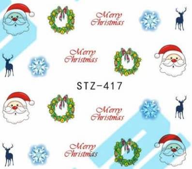 Autocollant Ongle Water Decal Père Noël et Déco de Fêtes STZ 417