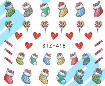 Autocollant Ongle Water Decal Bonbons & Déco de Noël STZ 418