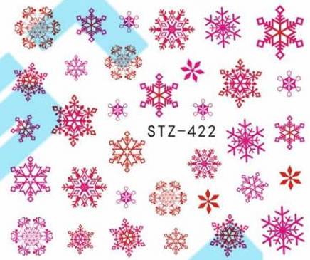 Autocollant Ongle Water Decal Flocons de Neige Rose STZ 422