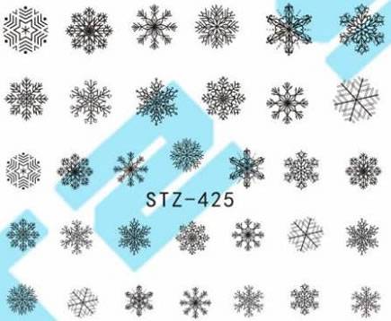 Autocollant Ongle Water Decal Jolis Flocons Noir & BlancSTZ 425