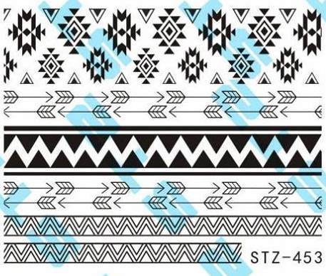 Autocollant Ongle Water Decal Flèches et Bandes STZ 453
