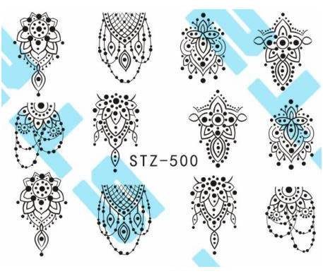 Autocollant Ongle Water Decal Mandala à points STZ 500