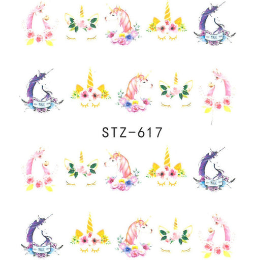 Autocollant Ongle Water Decal Licornes Pastel STZ 617 - NailArtBoutique