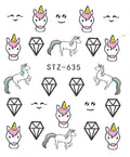 Autocollant Ongle Water Decal Licornes et Bijoux STZ 635 - NailArtBoutique