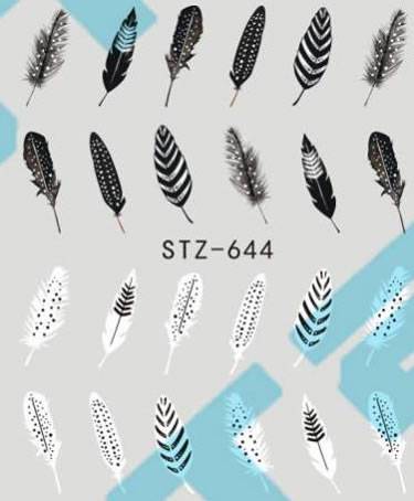 Autocollant Ongle Water Decal Collection de Plumes STZ 644