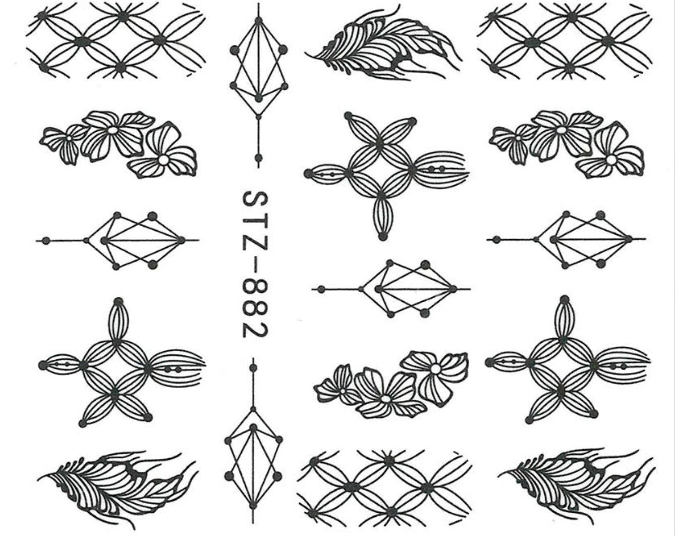 Stickers Autocollant Ongles Symboles Noir & Blanc (Water Decal) - NailArtBoutique